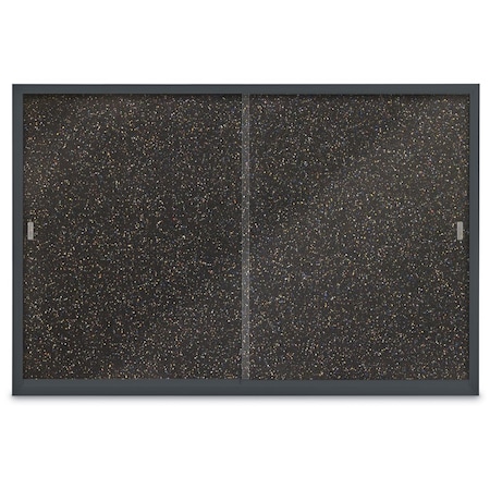 United Visual Products Sliding Door Indoor Enclosed Corkboard, 7 UV9027ACS-BRONZE-MEDGRY